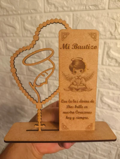 Rosario con placa de Mi Bautizo